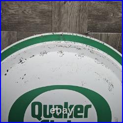 Vintage Quaker State Motor Oil Gas Station Advertising Bubble Button Tin Sign- B