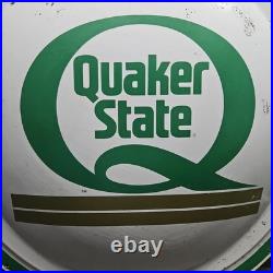 Vintage Quaker State Motor Oil Gas Station Advertising Bubble Button Tin Sign- B