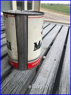 Vintage Quart Gargoyle Mobiloil A Socony Vacuum Mobil Oil Can Metal Full Sealed