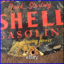 Vintage Quick Shell Enduring Powe Us Gasoline Oil Gas Pump Enamel Porcelain Sign Vintage Quick Shell Enduring Powe Us Gasoline Oil Gas Pump Enamel Porcelain Sign