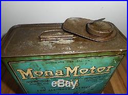 Vintage RARE 1 GALLON MONA OIL COUNCIL BLUFFS IA Advertising OIL CAN MOTORCYCLE