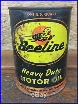 Vintage RARE Beeline Heavy Duty Motor Oil Metal 1 Quart Can North Salt Lake UT