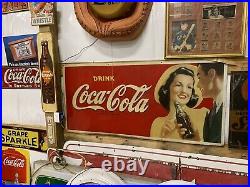 Vintage RARE Size Coca-Cola Metal Sign 1930's GAS OIL SODA COLA 67 1/2 X 32