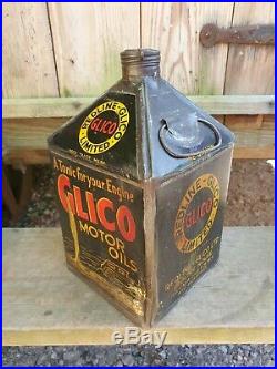 Vintage REDLINE GLICO 1 Gallon Motor Oil Can Tin Rare Garage Automobilia