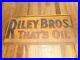 Vintage RILEY BROS BROTHERS IOWA Gas Oil Advertising Tin Tacker SIGN