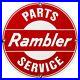 Vintage Rambler Partsn & Service Porcelain Dealership Sign Gas Station Pump Oil