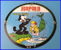Vintage Rapala Fishing Lures Porcelain Felix Mermaid Gas Pump Plate Sign