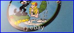Vintage Rapala Fishing Lures Porcelain Felix Mermaid Gas Pump Plate Sign