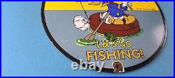 Vintage Rapala Porcelain Fishing Boat Sales Tackle Gas Oil Pump Walt Disney Sign