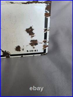 Vintage Rare 1961 Fire Chief Gasoline Porcelain Sign 12x18