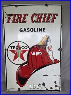 Vintage Rare 1961 Fire Chief Gasoline Porcelain Sign 12x18