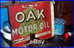 Vintage Rare Flange Oak Motor Oil Gas Gasoline Metal Sign ORIGINAL