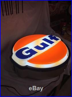 Vintage Rare GULF OIL GAS SIGN LIGHTED Original NOS IN BOX! WORKS! 