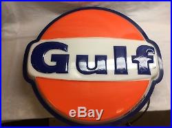 Vintage Rare GULF OIL GAS SIGN LIGHTED Original! WORKS with Extra Bulbs! 