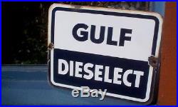 Vintage Rare Gulf Diesel Select Gasoline Pump Porcelain Metal Sign Gas & Oil