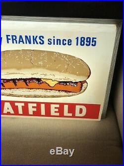 Vintage Rare Hatfield Franks Hot Dogs Lighted Clock Sign Gas Oil Soda