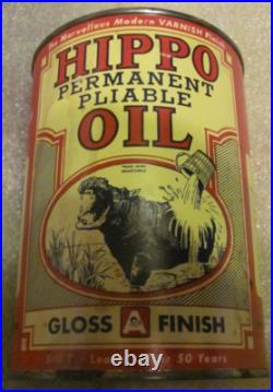 Vintage Rare Hippo Oil Metal Tin Can Pail Genuine Original Canada