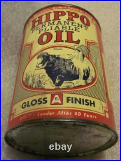 Vintage Rare Hippo Oil Metal Tin Can Pail Genuine Original Canada