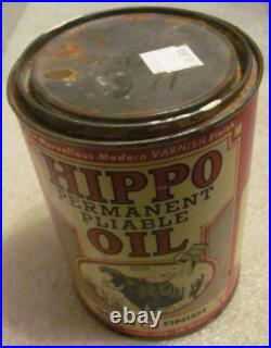 Vintage Rare Hippo Oil Metal Tin Can Pail Genuine Original Canada