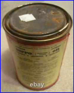 Vintage Rare Hippo Oil Metal Tin Can Pail Genuine Original Canada Vintage Rare Hippo Oil Metal Tin Can Pail Genuine Original Canada