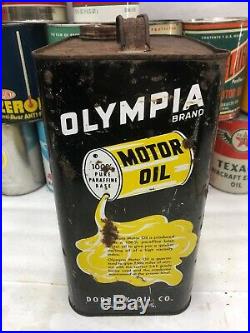 Vintage Rare OLYMPIA Motor Oil Can 2 Gallon Advertising Gas Pennsylvania Dorbeck
