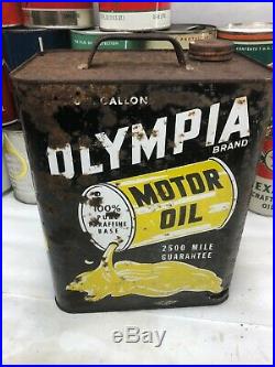 Vintage Rare OLYMPIA Motor Oil Can 2 Gallon Advertising Gas Pennsylvania Dorbeck
