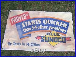 Vintage Rare Sunoco Gas & Oil Advertising Banner Sign Gas Service Station Old