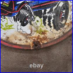 Vintage Rat Fink Mouse Old Us Gasoline Oil Gas Pump Enamel Porcelain Sign