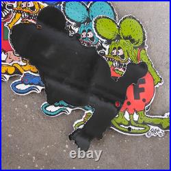 Vintage Rat Fink Mouse Old Us Gasoline Oil Gas Pump Enamel Porcelain Sign