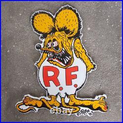 Vintage Rat Fink Mouse Old Us Gasoline Oil Gas Pump Enamel Porcelain Sign