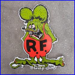 Vintage Rat Fink Mouse Old Us Gasoline Oil Gas Pump Enamel Porcelain Sign