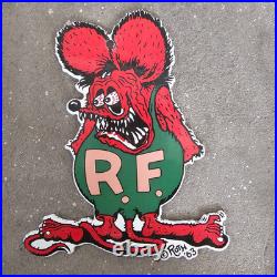 Vintage Rat Fink Mouse Old Us Gasoline Oil Gas Pump Enamel Porcelain Sign