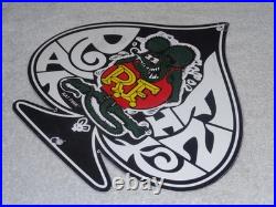 Vintage Ratfink Ace Of Spades 12 Porcelain Metal Gasoline & Oil Sign! Rat Fink