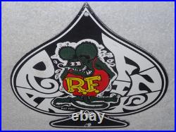 Vintage Ratfink Ace Of Spades 12 Porcelain Metal Gasoline & Oil Sign! Rat Fink