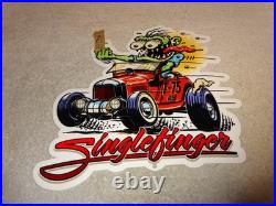 Vintage Ratfink Drives Custom Red Roadster Hotrod Metal Finger Gasoline Oil Sign