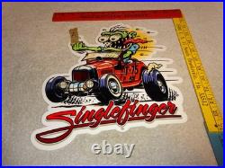 Vintage Ratfink Drives Custom Red Roadster Hotrod Metal Finger Gasoline Oil Sign