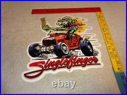 Vintage Ratfink Drives Custom Red Roadster Hotrod Metal Finger Gasoline Oil Sign