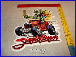 Vintage Ratfink Drives Custom Red Roadster Hotrod Metal Finger Gasoline Oil Sign