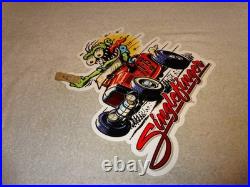 Vintage Ratfink Drives Custom Red Roadster Hotrod Metal Finger Gasoline Oil Sign