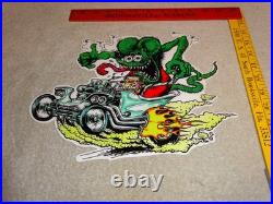 Vintage Ratfink Drives Custom Roadster Hot Rod Metal Gasoline Oil Rat Fink Sign