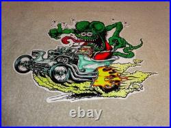 Vintage Ratfink Drives Custom Roadster Hot Rod Metal Gasoline Oil Rat Fink Sign