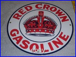 Vintage Red Crown Gasoline Huge King's? 11 3/4 Porcelain Metal Gas & Oil Sign