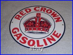 Vintage Red Crown Gasoline Huge King's? 11 3/4 Porcelain Metal Gas & Oil Sign