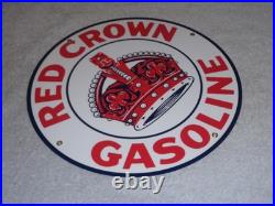 Vintage Red Crown Gasoline Huge King's? 11 3/4 Porcelain Metal Gas & Oil Sign