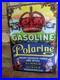Vintage Red Crown Gasoline & Polarine Porcelain Gas Station Sign 12 X 8