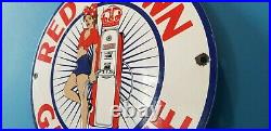 Vintage Red Crown Gasoline Porcelain American Gas Oil Service Station Pump Sign