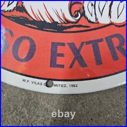 Vintage Red Esso Tiger Old Us Gasoline Oil Gas Pump Enamel Porcelain Sign
