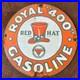 Vintage Red Hat Royal 400 Trade Mark Gasoline Oil Gas Pump Enamel Porcelain Sign