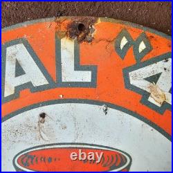 Vintage Red Hat Royal 400 Trade Mark Gasoline Oil Gas Pump Enamel Porcelain Sign