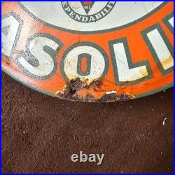 Vintage Red Hat Royal 400 Trade Mark Gasoline Oil Gas Pump Enamel Porcelain Sign